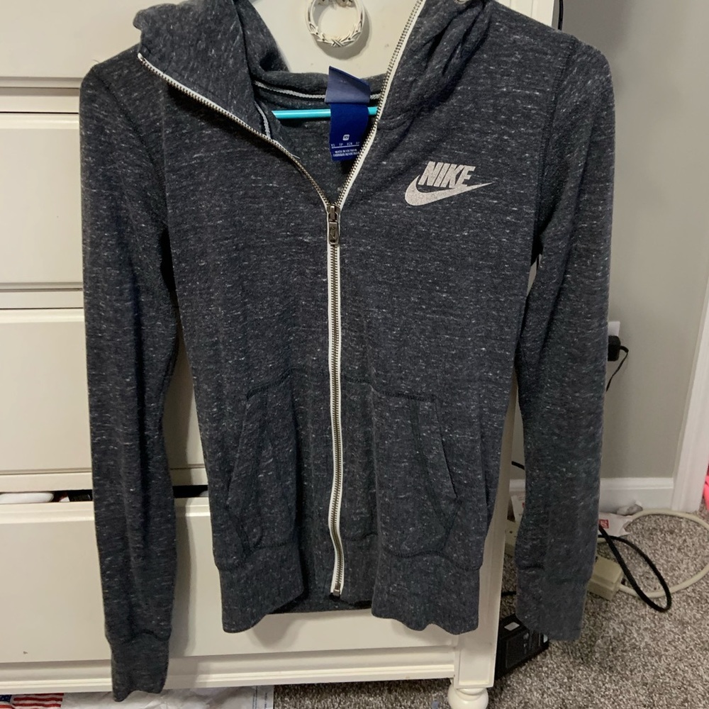 Gray Nike zip up hoodie